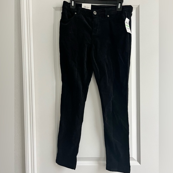 NWT Style & Co. Tummy Control Corduroy Pants, Deep Black, Size 8 Petite - Picture 2 of 6